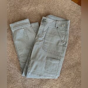 Free People Pinstripe Ankle Jeans - Gray and White
